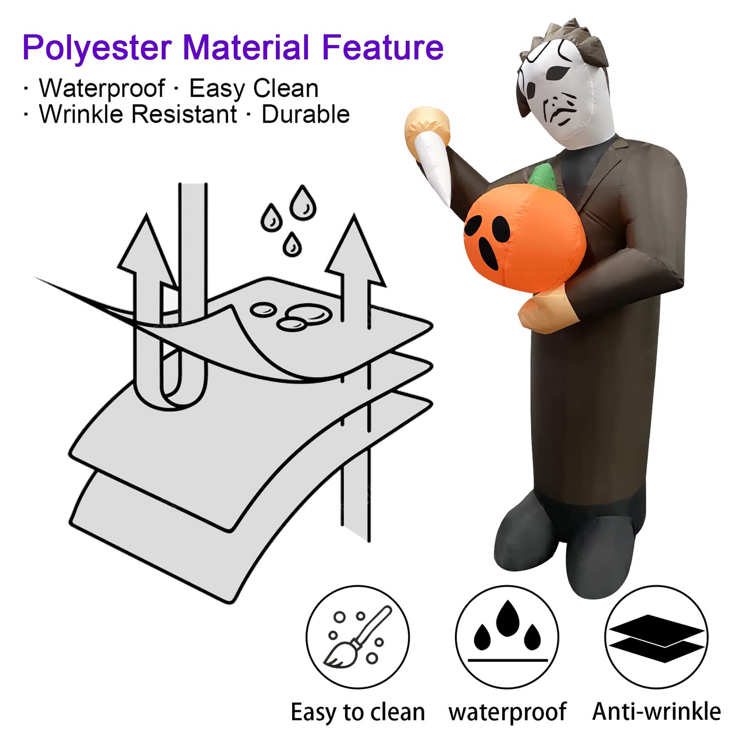 GOOSH Halloween Inflatable 6FT Scary Pumpkin Killer with Built-in LEDs Blow Up Yard Decoration for Holiday Party Indoor, Outdoor, Yard, Garden, Lawn
