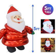 Load image into Gallery viewer, GOOSH 5 FT Height Christmas Inflatable Outdoor Smiley Santa Claus Wearing Coat, Blow Up Yard Decoration Clearance with LED Lights Built-in for Holiday/Party/Xmas/Yard/Garden
