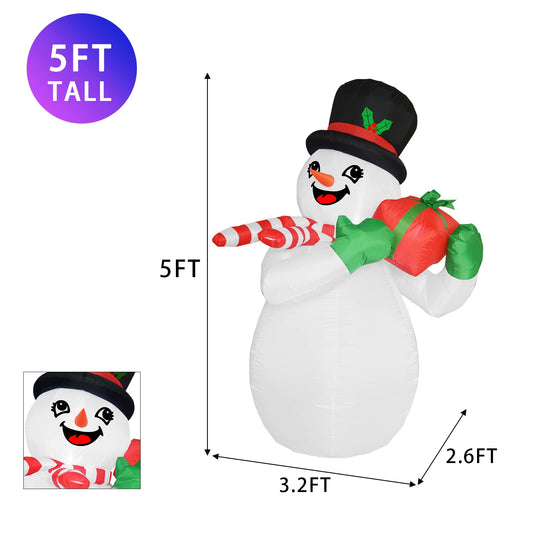 GOOSH Christmas Inflatables Snowman Holding Gift Box with Bright LED Light Yard Decoration,Chirstmas Inflatables Decoration Clearance for Xmas Party,Indoor,Outdoor,Garden,Yard Lawn