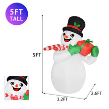 Load image into Gallery viewer, Christmas Inflatables Snowman Holding Gift Box with Bright LED Light Yard Decoration,Chirstmas Inflatables Decoration Clearance for Xmas Party,Indoor,Outdoor,Garden,Yard Lawn
