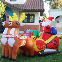 Load image into Gallery viewer, GOOSH 7 ft Christmas Inflatable Santa Reindeer Sled Outdoor Decoration LED Lights - Cute Fun Xmas Blow Up Yard Lawn Decorations

