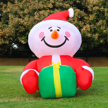 Load image into Gallery viewer, GOOSH 4.5 FT Height Christmas Inflatables Outdoor Snowman with Christmas Hat &amp; Gift Box, Blow Up Yard Decoration Clearance with LED Lights Built-in for Holiday/Christmas/Party/Yard/Garden

