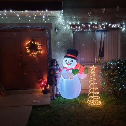 GOOSH 6 FT Height Christmas Inflatables Snowman with Gift Box, Blow Up Yard Decoration Clearance with LED Lights Built-in for Holiday/Party/Yard/Garden