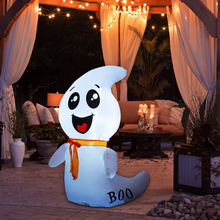 Load image into Gallery viewer, GOOSH 4 FT Halloween Inflatable Outdoor White Cute Ghost with Build-in LEDs Blow Up Inflatables for Halloween Party Indoor Outdoor Yard Garden Lawn Decorations
