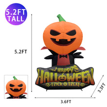 Load image into Gallery viewer, Halloween Inflatable 5FT Vampire Pumpkin Head with Built-in LEDs Blow Up Yard Decoration for Holiday Party Indoor, Outdoor, Yard, Garden, Lawn
