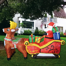 Load image into Gallery viewer, GOOSH 7 ft Christmas Inflatable Santa Reindeer Sled Outdoor Decoration LED Lights - Cute Fun Xmas Blow Up Yard Lawn Decorations
