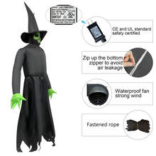 Load image into Gallery viewer, Halloween Inflatable 6FT Hanging Wizard Ghost with Built-in LEDs Blow Up Yard Decoration for Holiday Party Indoor, Outdoor, Yard, Garden, Lawn
