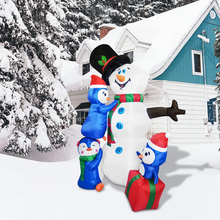 Load image into Gallery viewer, Christmas Inflatables 6FT Snowman with Three Penguins with LED Light Yard Decoration,Chirstmas Inflatables Decoration Clearance for Xmas Party,Indoor,Outdoor,Garden,Yard Lawn
