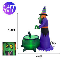 Load image into Gallery viewer, Halloween Inflatable 5.5FT Witch with Built-in LEDs Blow Up Yard Decoration for Holiday Party Indoor, Outdoor, Yard, Garden, Lawn
