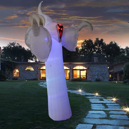 GOOSH Halloween Inflatable 12ft Scary Narrow Face Ghost with Built-in Color-Changing LED Light Blow-up Yard Decoration Halloween Inflatable Decoration for Party/Indoor/Outdoor/Yard/Garden/Lawn