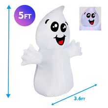 Load image into Gallery viewer, GOOSH 5 FT Halloween Inflatable Outdoor Cute Ghost with Magic Light, Blow Up Yard Decoration Clearance with LED Lights Built-in for Holiday/Party/Yard/Garden
