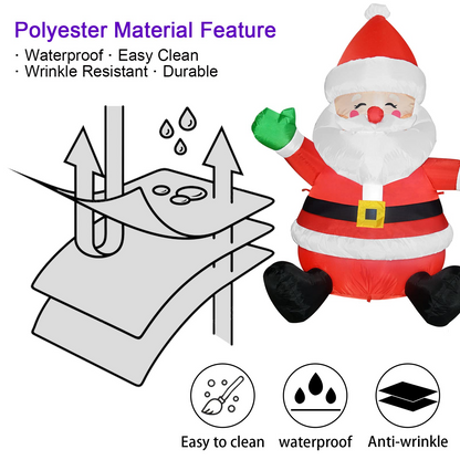 GOOSH 5 FT Christmas Inflatables Santa Claus Outdoor Decorations Blow Up Yard Sitting Santa Claus with Built-in LEDs for Holiday Xmas Garden Lawn Decor
