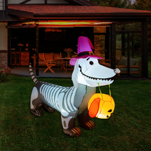 Load image into Gallery viewer, GOOSH 5Ft Halloween Inflatables Outdoor Decorations Skeleton Puppy Inflatable Yard Decoration with Build-in LEDs Blow Up Pumpkin for Halloween Party Indoor Outdoor Yard Garden
