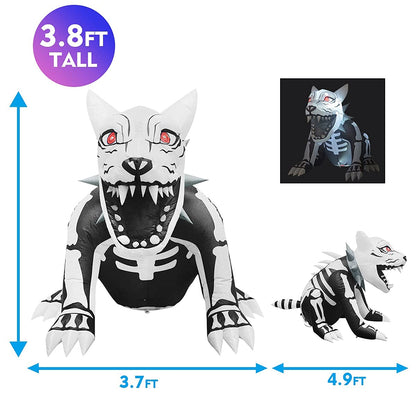 GOOSH 4.9 FT Tall Halloween Inflatables Outdoor Sitting Skeleton Dog, Blow Up Yard Decoration Clearance with LED Lights Built-in for Holiday/Party/Yard/Garden