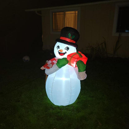 GOOSH 6 FT Height Christmas Inflatables Snowman with Gift Box, Blow Up Yard Decoration Clearance with LED Lights Built-in for Holiday/Party/Yard/Garden