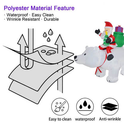 GOOSH 6 FT Christmas Inflatables Santa Clause Riding Bear with Shaking Head Outdoor Decorations Blow Up Yard Decor with LED Lights for Xmas Holiday Party Indoor Garden Lawn Décor