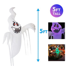 Load image into Gallery viewer, GOOSH 5 Feet High Halloween Inflatable Hanging Ghost with Built-in Colorful Flashing LED Light, Blow Up Yard Decoration Clearance with LED Lights Built-in for Holiday/Party/Yard/Garden
