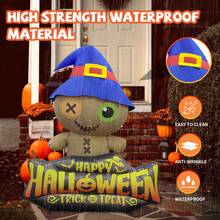 Load image into Gallery viewer, Halloween Inflatable 4.7FT Wizard Hat Voodoo Doll with Built-in LEDs Blow Up Yard Decoration for Holiday Party Indoor, Outdoor, Yard, Garden, Lawn

