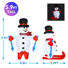 Load image into Gallery viewer, GOOSH 6 FT Height Christmas Inflatables Outdoor Ski Snowman, Blow Up Yard Decoration Clearance with LED Lights Built-in for Holiday/Christmas/Party/Yard/Garden
