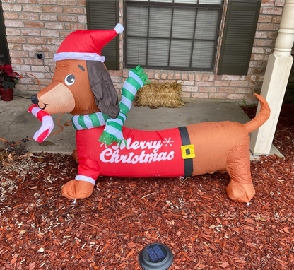 GOOSH 5 FT Length Christmas Inflatables Dachshund Dog, Blow Up Yard Decoration Clearance with LED Lights Built-in for Holiday/Party/Yard/Garden