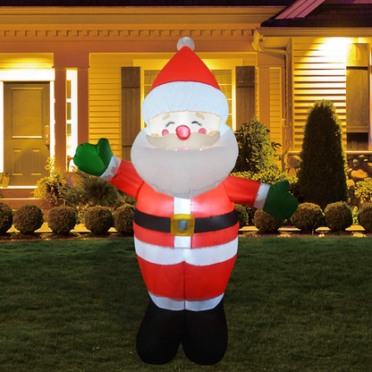 GOOSH 5 FT Christmas Inflatable Outdoor Smiley Santa Claus, Blow Up Yard Decoration Clearance with LED Lights Built-in for Holiday/Party/Xmas/Yard/Garden