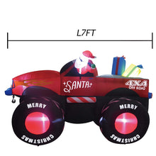 Load image into Gallery viewer, GOOSH 7.5 FT Long Christmas Inflatables Santa Claus Outdoor Decorations Blow Up Yard Snowman with Presents on Truck with Built-in LEDs for Garden Lawn Indoor Party Décor
