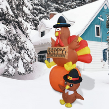 Load image into Gallery viewer, GOOSH 6 FT Thanksgiving Inflatables Turkey Outdoor Decorations Blow Up Yard Turkey on Pumpkin with Turkey Baby with Built-in LEDs for Indoor Party Garden Lawn Decor
