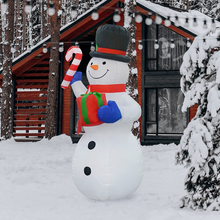 Load image into Gallery viewer, GOOSH 5.2 FT Height Christmas Inflatables Outdoor Snowman with Black Hat &amp; Candy Cane Gift Box, Blow Up Yard Decoration Clearance with LED Lights Built-in for Holiday/Christmas/Party/Yard/Garden
