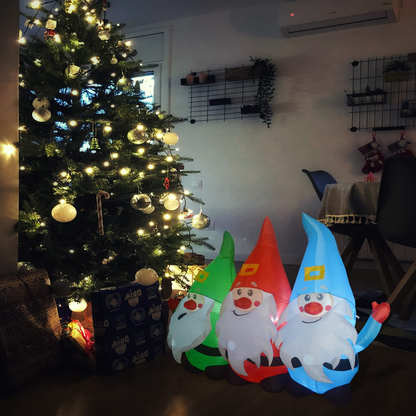 GOOSH 7 FT Length Christmas Inflatable Outdoor Three Santa Claus, Blow Up Yard Decoration Clearance with LED Lights Built-in for Holiday/Party/Xmas/Yard/Garden