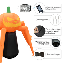 Load image into Gallery viewer, Halloween Inflatable 3.6FT Pumpkin Spider with Built-in LEDs Blow Up Yard Decoration for Holiday Party Indoor, Outdoor, Yard, Garden, Lawn
