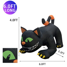 Load image into Gallery viewer, GOOSH 6 FT Halloween Inflatables Black Cat Outdoor Decorations Blow Up Yard Large Cat with Moving Head and Built-in LEDs for Indoor Party Garden Lawn Decor
