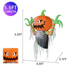 Load image into Gallery viewer, 5-Foot H Halloween Inflatable Decoration Hanging Skeleton Pumpkin Spirit Raising Hand Built-in with LED Light, Indoor/Outdoor, Yard, Garden, Lawn Halloween Blow Up Party Décor
