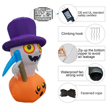 Load image into Gallery viewer, Halloween Inflatable 4FT Reaper Ghost Pumpkin with Built-in LEDs Blow Up Yard Decoration for Holiday Party Indoor, Outdoor, Yard, Garden, Lawn
