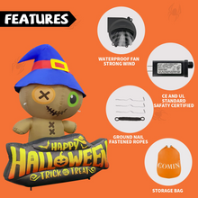 Load image into Gallery viewer, Halloween Inflatable 4.7FT Wizard Hat Voodoo Doll with Built-in LEDs Blow Up Yard Decoration for Holiday Party Indoor, Outdoor, Yard, Garden, Lawn
