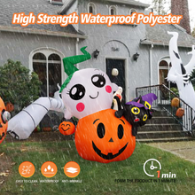Load image into Gallery viewer, 6-Foot Halloween Inflatable Blow Up Pumpkin with Spirit Black Cat on Top with LED Built-in, Halloween Decoration Indoor/Outdoor, Yard, Garden, Patio, Lawn Halloween Blow Up Décor
