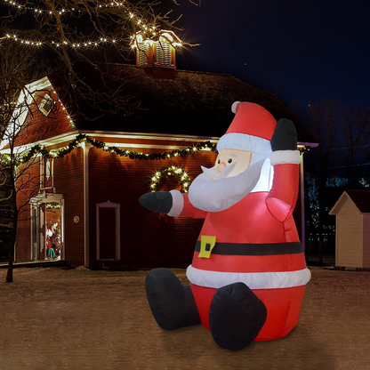 GOOSH 4 FT Christmas Inflatable Santa Claus Sitting Blow UP Yard Decorations for Xmas Garden Lawn Decor