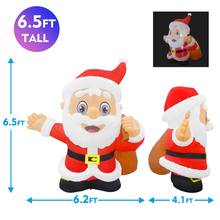 Load image into Gallery viewer, GOOSH 6.5 FT Height Christmas Inflatables Outdoor Santa Claus Wave a Hand , Blow Up Yard Decoration Clearance with LED Lights Built-in for Holiday/Christmas/Party/Yard/Garden
