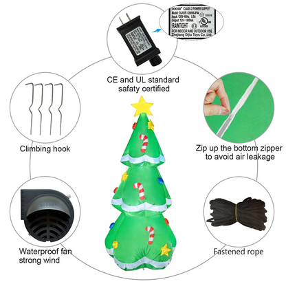 GOOSH 5 FT Height Christmas Inflatables Tree Decorations, Blow Up Yard Decoration Clearance with LED Lights Built-in for Holiday/Party/Yard/Garden