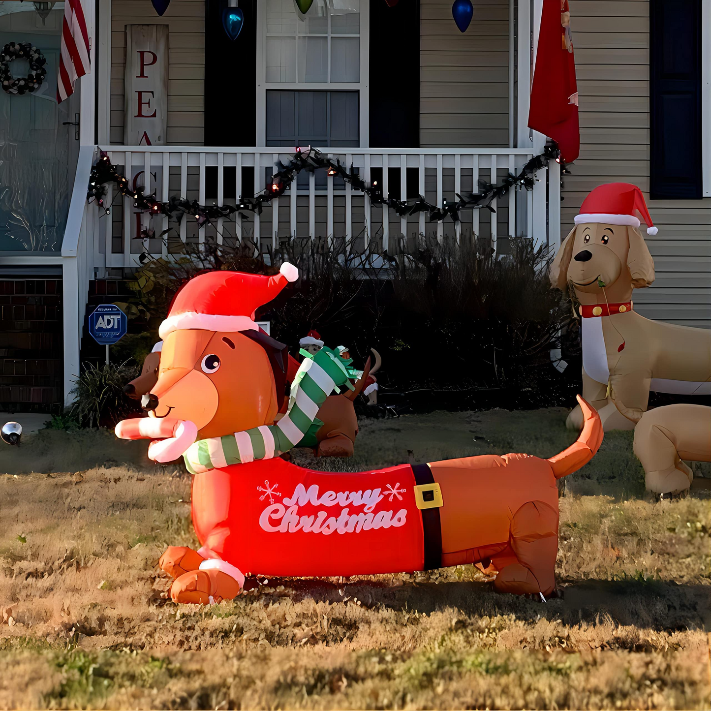 GOOSH 5 FT Length Christmas Inflatables Dachshund Dog, Blow Up Yard Decoration Clearance with LED Lights Built-in for Holiday/Party/Yard/Garden