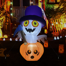 Load image into Gallery viewer, Halloween Inflatable 4FT Reaper Ghost Pumpkin with Built-in LEDs Blow Up Yard Decoration for Holiday Party Indoor, Outdoor, Yard, Garden, Lawn

