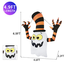 Load image into Gallery viewer, 5 FT Halloween Decorations Inflatable Hanging Ghost with Striped Wizard Hat Built-in with Bright LED Light, Indoor/Outdoor, Yard, Garden, Patio, Lawn Halloween Blow Ups Decoration
