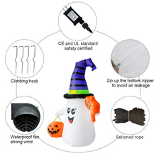 Load image into Gallery viewer, GOOSH 5FT Inflatable Halloween Cute Ghost with The Pumpkin Blow Up Inflatables Halloween Outdoor Yard Decoration
