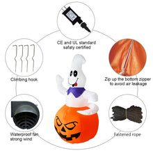 Load image into Gallery viewer, GOOSH 5 FT Height Halloween Inflatables Outdoor Ghost Grow Out from The Pumpkin, Blow Up Yard Decoration Clearance with LED Lights Built-in for Holiday/Party/Yard/Garden
