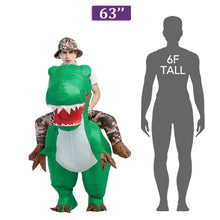 Load image into Gallery viewer, GOOSH Inflatable Costume for Adults and Kids, Halloween Costumes Men Women Dinosaur Rider, Blow Up Costume for Unisex Godzilla Toy
