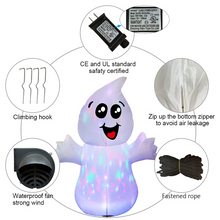 Load image into Gallery viewer, GOOSH 5 FT Halloween Inflatable Outdoor Cute Ghost with Magic Light, Blow Up Yard Decoration Clearance with LED Lights Built-in for Holiday/Party/Yard/Garden
