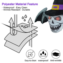 Load image into Gallery viewer, 4-Foot Halloween Inflatable Decoration Hanging Skull Head with Bat Wing Witch Hat Built-in with LED Light, Indoor/Outdoor, Yard, Garden, Lawn Halloween Blow Up Party Décor
