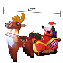 Load image into Gallery viewer, GOOSH 7 ft Christmas Inflatable Santa Reindeer Sled Outdoor Decoration LED Lights - Cute Fun Xmas Blow Up Yard Lawn Decorations
