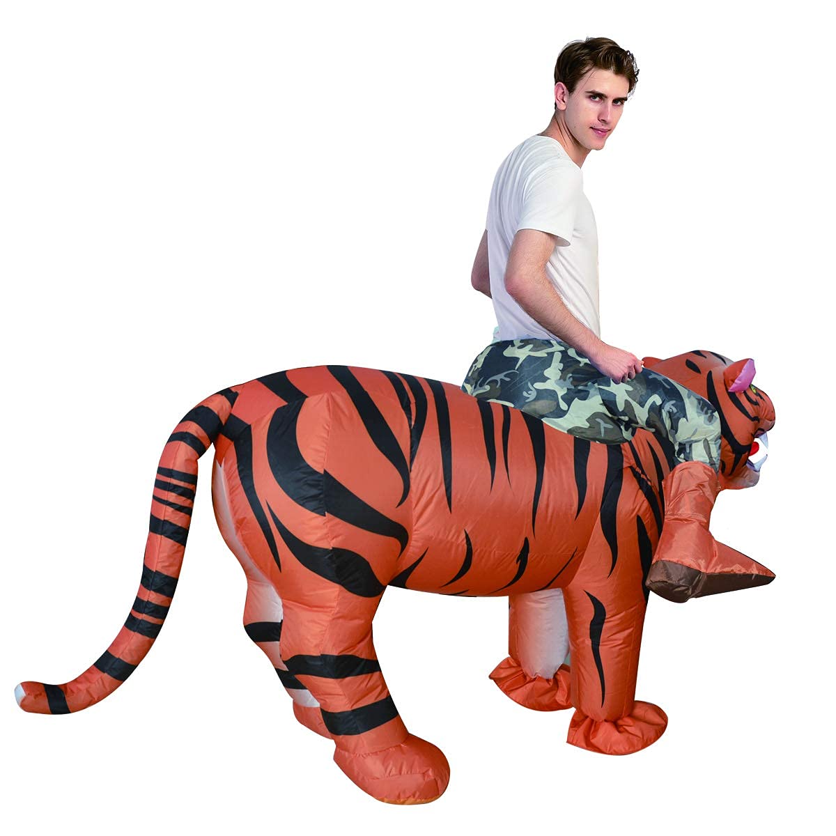 GOOSH Adult Size Inflatable Tiger Unisex Costume Blow Up Men Women Rid