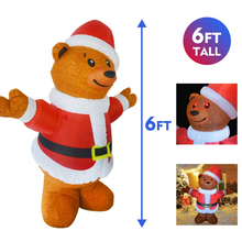 Load image into Gallery viewer, GOOSH 6 FT Height Christmas Inflatables Outdoor Brown Bear, Blow Up Yard Decoration Clearance with LED Lights Built-in for Holiday/Christmas/Party/Yard/Garden
