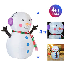 Load image into Gallery viewer, GOOSH 4 FT Christmas Inflatable Outdoor Cute Snowman, Blow Up Yard Decoration Clearance with LED Lights Built-in for Holiday/Party/Xmas/Yard/Garden
